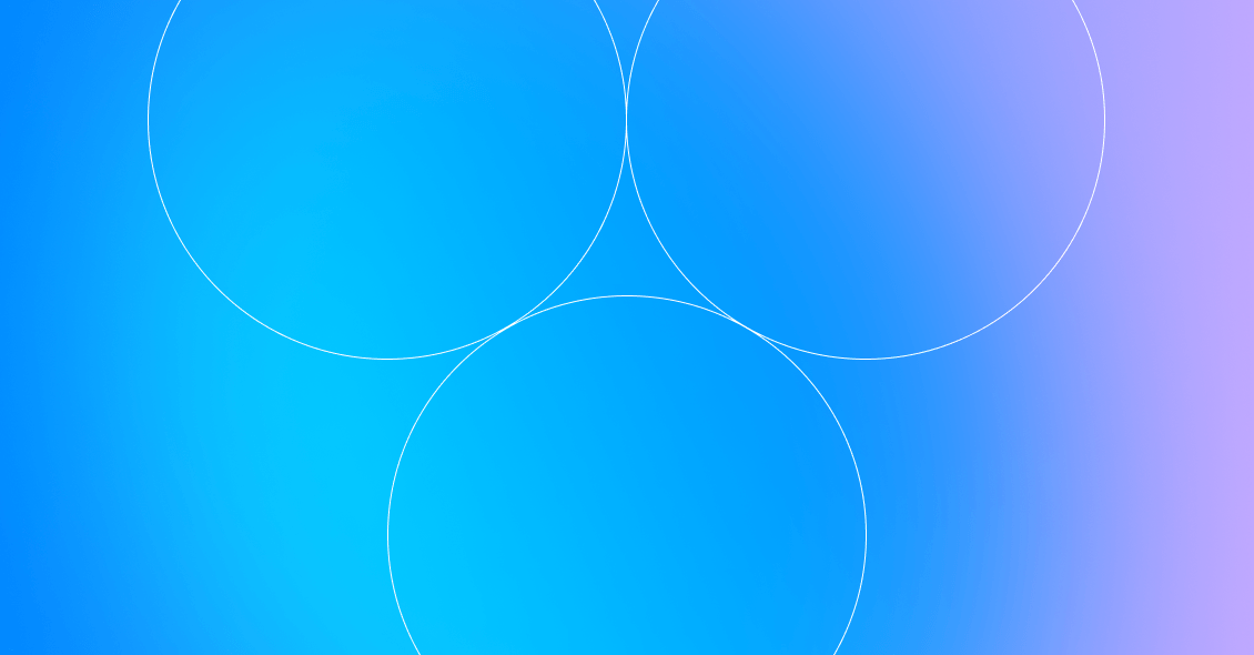 Three white circles on a sky blue gradient background.