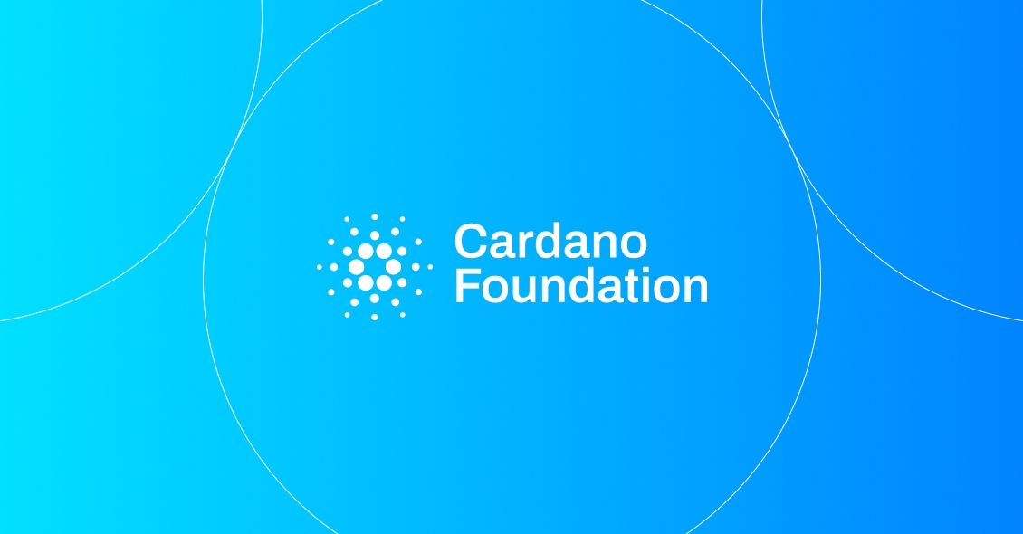 Cardano Foundation logo over a blue gradient.
