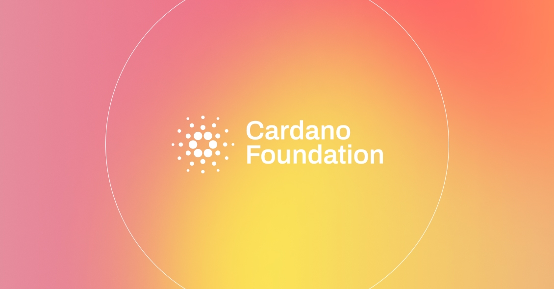 Cardano Foundation logo over an orange gradient.